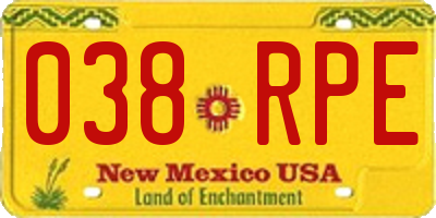 NM license plate 038RPE
