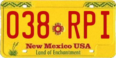 NM license plate 038RPI