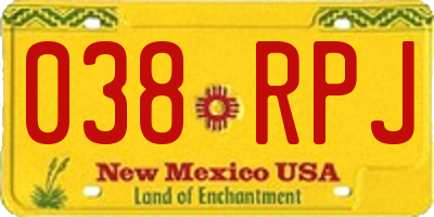 NM license plate 038RPJ