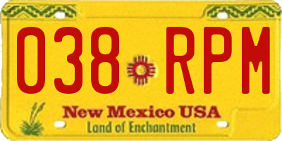 NM license plate 038RPM