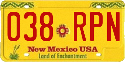 NM license plate 038RPN