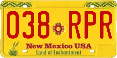 NM license plate 038RPR