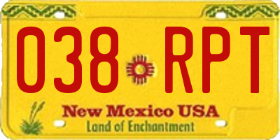 NM license plate 038RPT