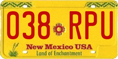 NM license plate 038RPU