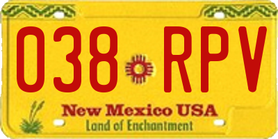 NM license plate 038RPV