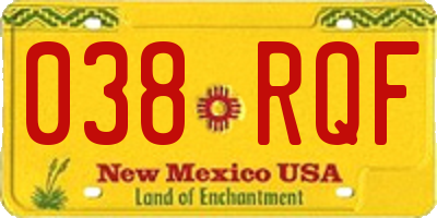 NM license plate 038RQF