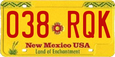 NM license plate 038RQK