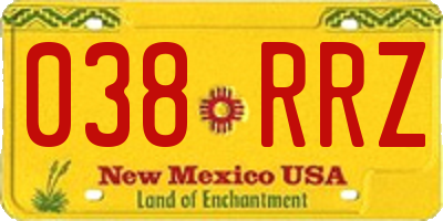 NM license plate 038RRZ