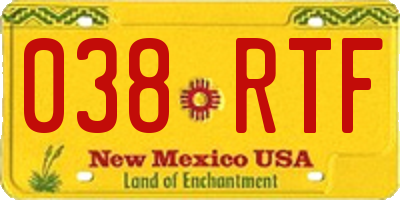 NM license plate 038RTF