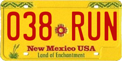 NM license plate 038RUN