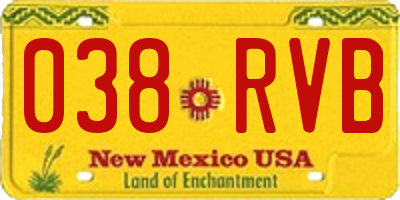 NM license plate 038RVB