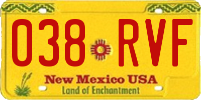 NM license plate 038RVF