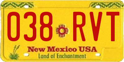 NM license plate 038RVT