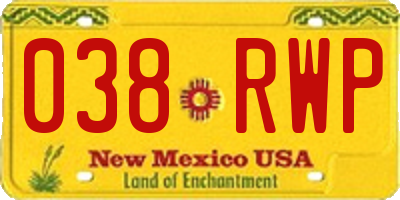 NM license plate 038RWP