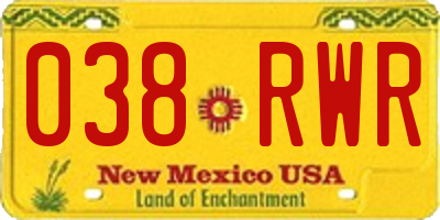 NM license plate 038RWR