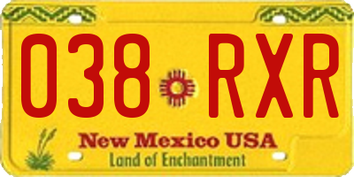 NM license plate 038RXR