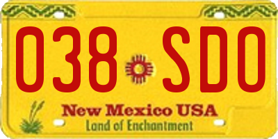 NM license plate 038SDO