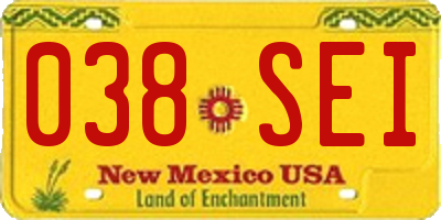 NM license plate 038SEI