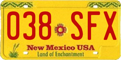 NM license plate 038SFX