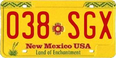 NM license plate 038SGX