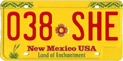 NM license plate 038SHE