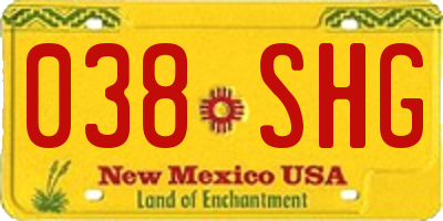 NM license plate 038SHG