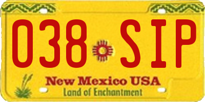 NM license plate 038SIP