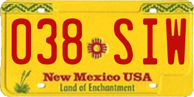 NM license plate 038SIW