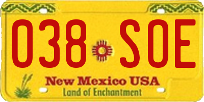 NM license plate 038SOE