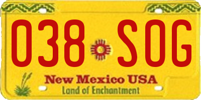 NM license plate 038SOG
