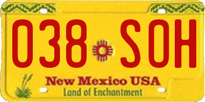 NM license plate 038SOH