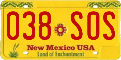 NM license plate 038SOS