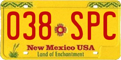 NM license plate 038SPC