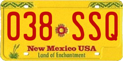NM license plate 038SSQ