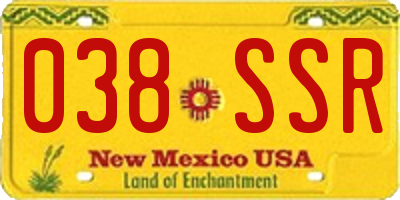NM license plate 038SSR