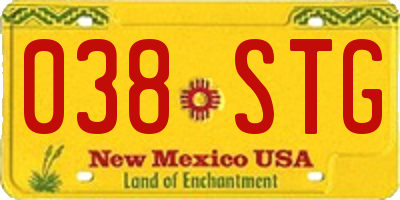 NM license plate 038STG