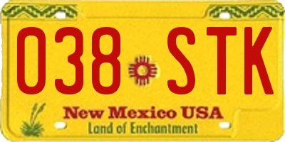 NM license plate 038STK