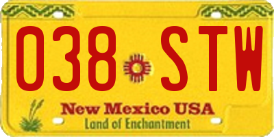 NM license plate 038STW