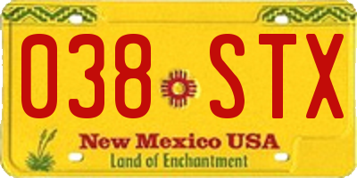 NM license plate 038STX