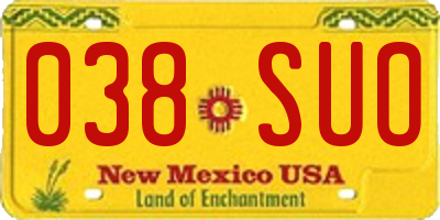 NM license plate 038SUO