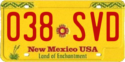 NM license plate 038SVD