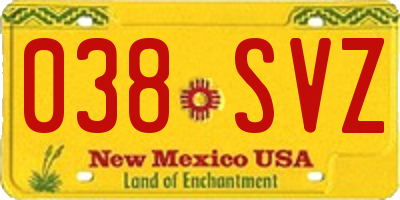 NM license plate 038SVZ