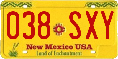 NM license plate 038SXY