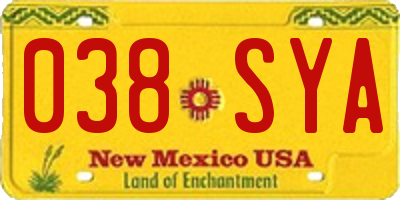 NM license plate 038SYA