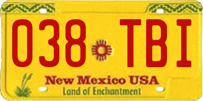 NM license plate 038TBI