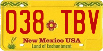 NM license plate 038TBV