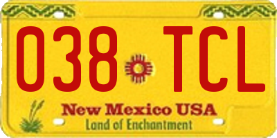 NM license plate 038TCL