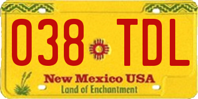 NM license plate 038TDL