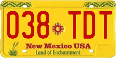 NM license plate 038TDT