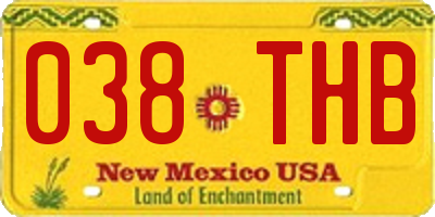 NM license plate 038THB